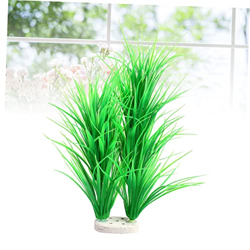 LIOOBO Green Lifelike Aquatic Scallion Grass Ornament for Fish Tanks Realistic Artificial Water Plants Base for Decorative Aquariums and Micro Landscapes