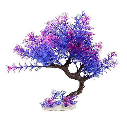 Aquarium Plant Plastic Fish Tank Plant Decorative Artificial Underwater Grass, Blue Purple