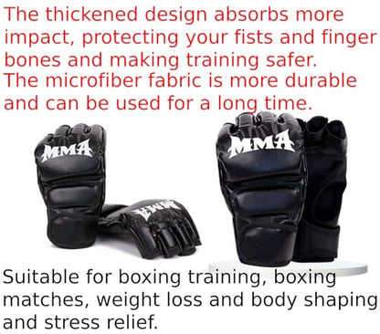 MMA Gloves Grappling Sparring, Mixed Martial Arts Mitts Men Women Boxing Gloves, Combat Sports Training, Muay Thai, Kickboxing, Open Palm Training Gloves for Grappling - color: Black