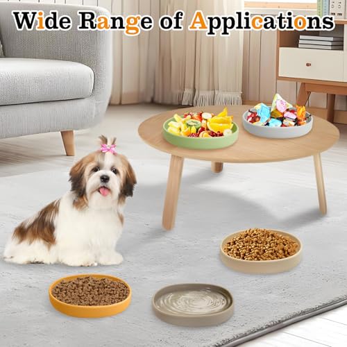 Silicone Dog Food Plate Shallow Dog Bowl Flat Cat Dish 1 Pack Small Puppy Plates for Small Dogs and Cats Whisker Fatigue Pet Feeding Bowls for Dry and Wet Food (Beige) - color: 1 Pcs - (Beige)