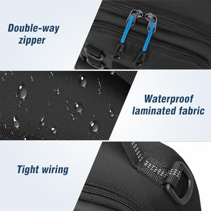 Fishing Bag with Tackle Boxes, Lightweight Fishing Sling Pack,Convertible Tackle Bag with Rod & Beverage Holder, Fishing Gear with Lures, Pliers, Lip Gripper, Fish Gifts for Men, Black