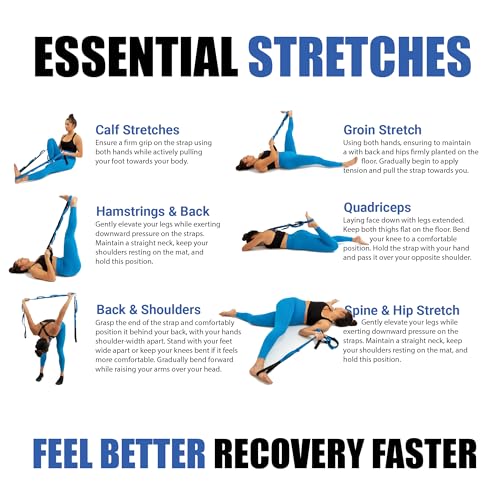 KneeSled Ultra Stretch Strap with 10 Loops, Physical Therapy Strap for Hamstring, Leg & Foot Stretching, Stretch Out Straps for PT, Yoga & Exercise Recovery