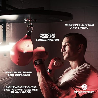Speed Bag for Boxing - Durable PU Leather Punching Bag for Adults - Anti-Leak Boxing Bags Home Gym Training Equipment, Portable Heavy Bags - Large Reflex Ball, Indoor & Outdoor