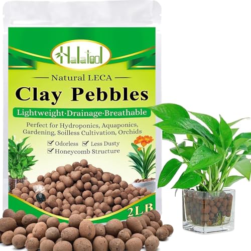 2 LB Expanded Clay Pebbles for Plants 4mm-16mm Clay Balls 100% Organic Hydroton Leca Balls for Indoor Plants Hydroponic Growing Gardening Orchids Drainage Decoration Aquaponics - color: 2LB