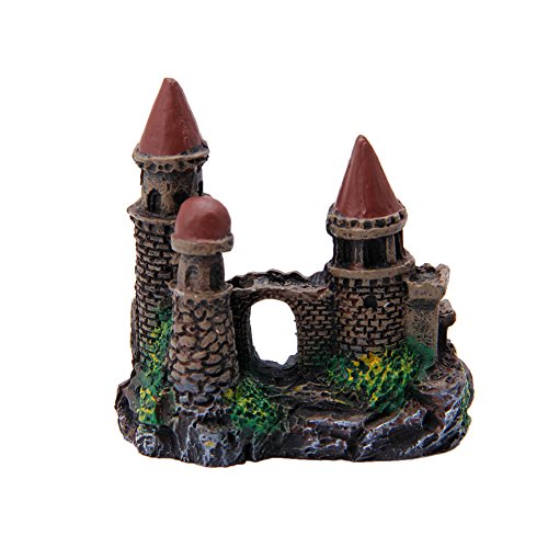 Aquarium Castle Decoration Small Resin Castles Hideouts Stone Cave Hide House Fish for Tank Accessories for Betta Shrimp Aquarium Decoration