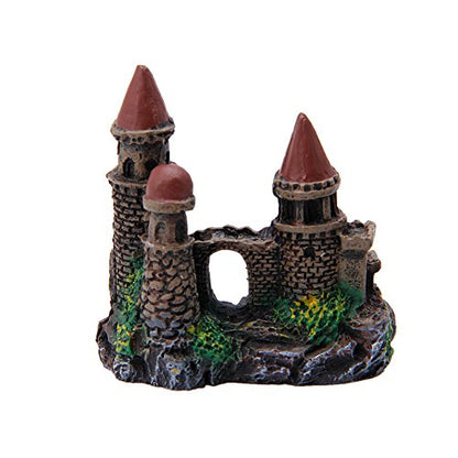 Aquarium Castle Decoration Small Resin Castles Hideouts Stone Cave Hide House Fish for Tank Accessories for Betta Shrimp Aquarium Decoration