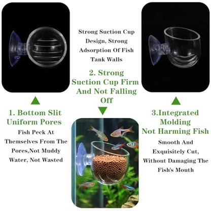 2 Pcs Aquarium Plant Holder, Live Aquarium Plants Holder with Suction Cup, Plastic Fish Tank Plant Pots, Clear Red Worm Fish Feeder for Aquascape Decoration