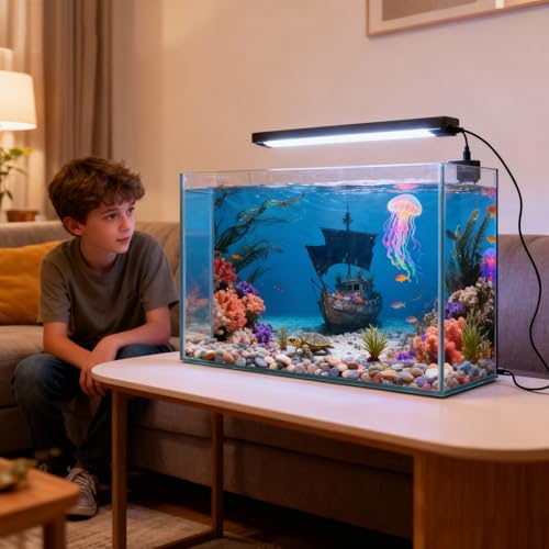 4 Pack Aquarium Background, 36x18 Inch Polyester Cloth Decor for Fish Tank, Set of Undersea Coral Rock & Plant Décor Backgrounds, Aquatic Themed Decorations