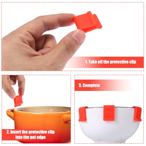 12pcs Dutch Oven Lid Protector Clips, Thickened Cookware Protectors for Stacking Bumper Protector Clips Silicone Replacement Pan Clips for Display and Storage Dutch Oven Pots (Orange)