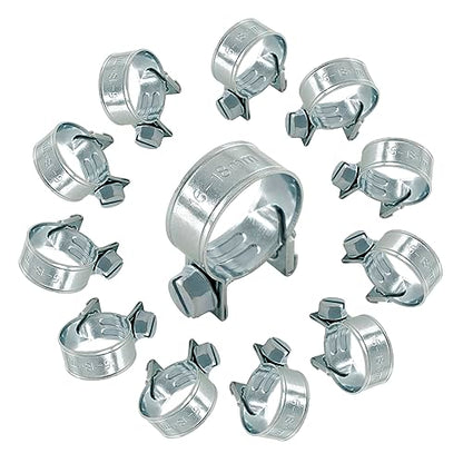 12pcs Gas Line Clamp(16-18mm), Zinc Plated Mini Fuel Hose Clamp Adjustable Tube Clamp for Pipe Fuel Line - size: 16-18mm