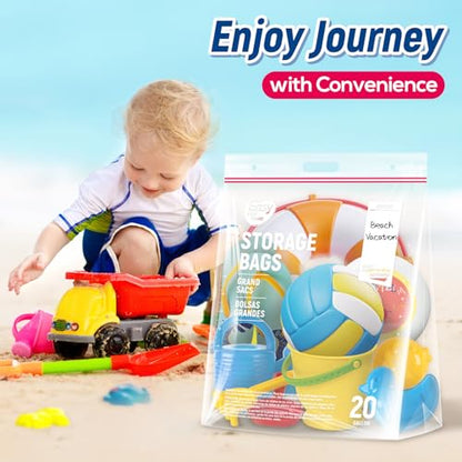 20 Gallon Jumbo Zipper Lock Plastic Bags with Handle and bottom,24" x 31"+7",Jumbo Size Reusable Storage Bag with Double Zip for Clothing,Travel,Moving,Beach,BPA-Free,3.15-Mil Thick