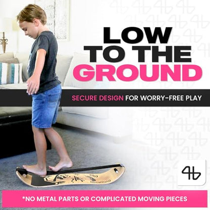 Balance Board for Kids - Slackline Wooden Wobble Board - color: Blue