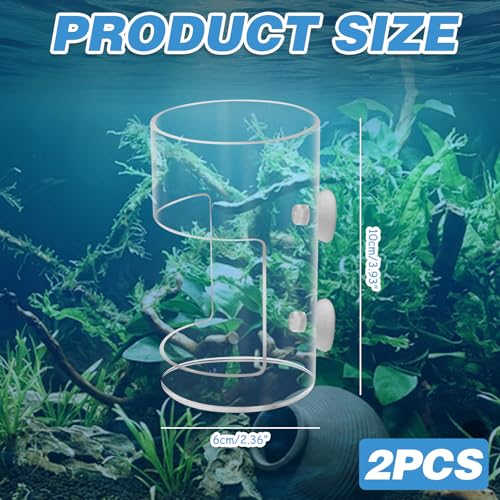 2Pcs Aquarium Fish Feeder Feeding Tray with Suction Cup, Feeding Tube Tank Divider Aquarium Breeder Box Fish Bowls Accessories Round for Turtle Shrimp Supplies Round - color: 2Pcs
