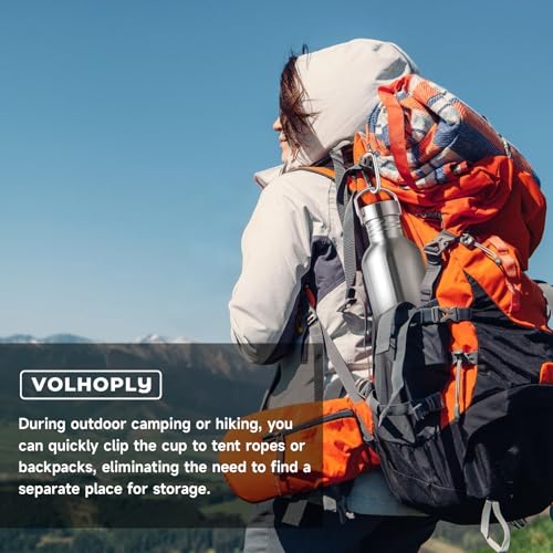Volhoply 32oz Uninsulated Single Walled Water Bottle, Stainless Steel Sports Water Bottles with Handle, BPA Free Lightweight Water Bottles for Hiking, Biking, Running（Silver,1） - color: silver