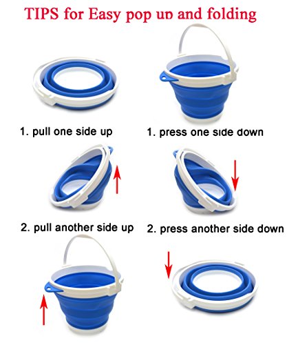 SAMMART 10L (2.64Gallon) Collapsible Fishing Bucket with Locking Lid - Foldable Round Tub - Portable Plastic Water Pail - Space Saving Outdoor Waterpot (Blue) - color: Blue