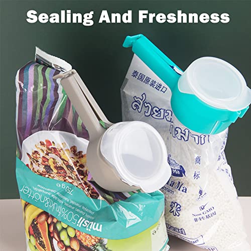 4Pcs Bag Clip with Pour Spout,Bag Clips for Food Storage Sealing Clips,Bag Spout Clips,Seal and Pour Bag Clip,Reusable Plastic Cap Sealer Clips for Food Liquid Snack