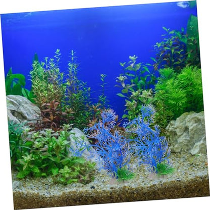 balacoo 5pcs Artificial Aquarium Water Plants Faux Grass Decor for Fish Tank Non-Fading No Deform Plastic Aquatic Plants Base for Easy Setup