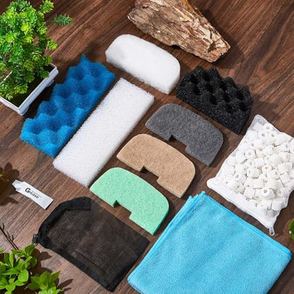 52 Pcs Replacement Filter Media Kit Compatible with Fluval 206/207 Aquarium Filters Include Biological Foams Ammonia Remover Phosphate Pads Nitrite Remover, Towel and Grease - style: 206/207