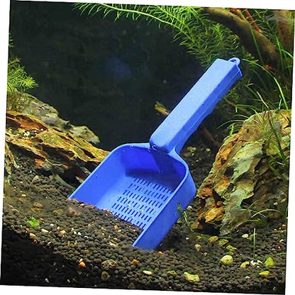 Toyvian Aquarium Sand Shovel Tool for Cleaning Fish Tank Blue Practical Design with Slats for Efficient Waste Removal and Substrate Filtering Essential Aquascaping Equipment