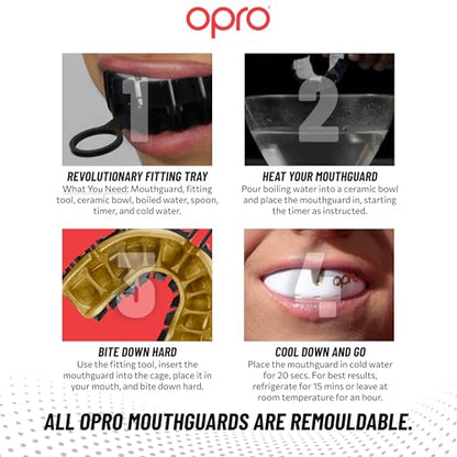 OPRO Gold Level Moldable Mouth Guard, Premium Fit (White/Gold) Adult & Kids - color: White/Gold, size: Adult (Age 10+)