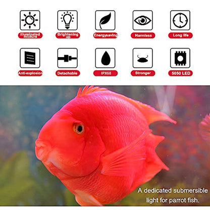 MQ 8 in Submersible LED Aquarium Light, 1.2W Color Changing Fish Tank Light with Remote Control, IP68 Crystal Glass 9 LEDs Lights Bar, for Fish Tank 10-15 inch - size: 9LED-Length 8"