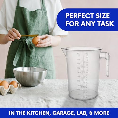 5 Liter Measuring Pitcher 3-Pack | 1.3 Gallon Shatterproof Plastic Large Graduated Mixing Pitchers, 1 to 2 Gallons (5L, 5000ml) - size: 5000ml (Pack of 3)