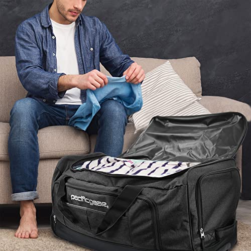 Pacific Gear Duffel Bag with Rolling Wheels - color: Black, size: 30 inch