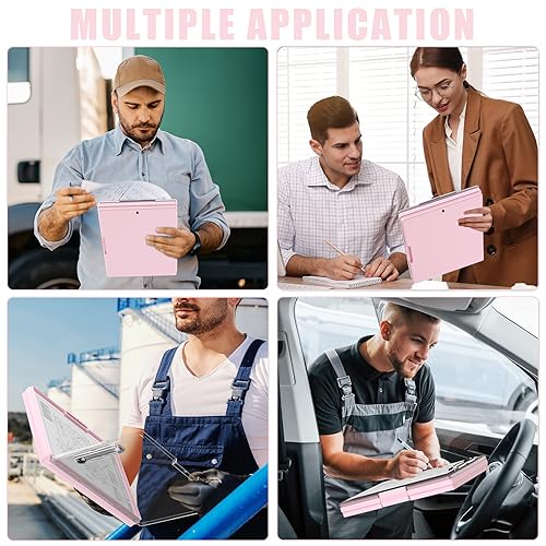 Hongri Clipboard with Storage, Pink 8.5 x 11 Clip Board, Dual Compartmen - color: Pink