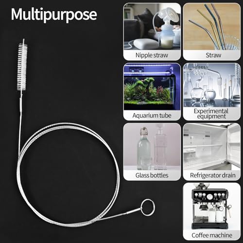 60 Inches Extra Long Straw Cleaner Brush - White Pipe Cleaners for Kegerator, Feeding Tube, Siphon Hose, Sunroof Drain, Refrigerator Drain and Water Pipes - 4PCS (White)