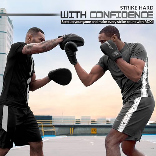 RDX Bag Gloves Boxing Punching Mitts, Maya Hide Leather, Padding, Ventilated Palm, MMA Heavy Punch Training, Muay Thai Kickboxing Focus Pads Double End Speed Ball Workout, Adult Men Women - color: Green