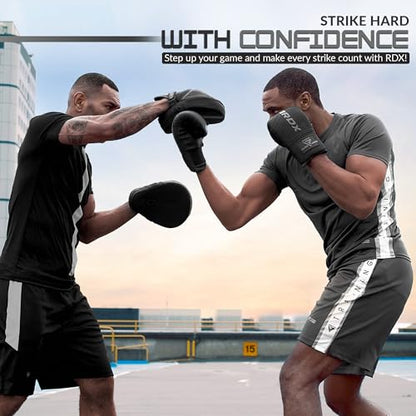 RDX Bag Gloves Boxing Punching Mitts, Maya Hide Leather, Padding, Ventilated Palm, MMA Heavy Punch Training, Muay Thai Kickboxing Focus Pads Double End Speed Ball Workout, Adult Men Women - color: Green