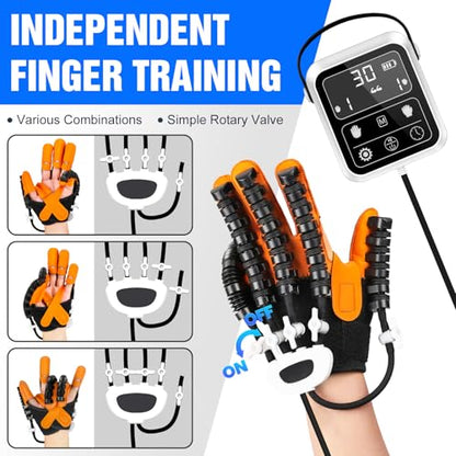 Hand Rehabilitation Robot Gloves, 3rd Generation Portable USB Chargeable Hand Stroke Recovery Equipment, 4 Modes & 9 Strength Levels Robot Hand Gloves For Hemiplegia Hand Therapy, Left Hand L