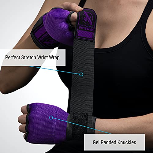 Hayabusa Quick Gel Hand Wrap Boxing Gloves | Slip-On Design, Padded Knuckle Protection, Hook and Loop Closure, Muay Thai Kickboxing, Men and Women, Sparring - color: Purple/Black, size: X-Large