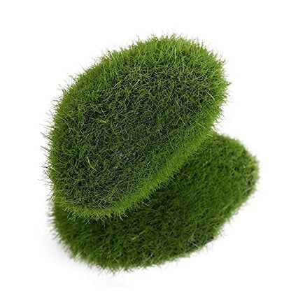 10PCS Artificial Moss Rocks Decorative Faux Green Moss Balls Stone Decoration Moss Covered Stones for Floral Arrangements, Fairy Garden Crafting
