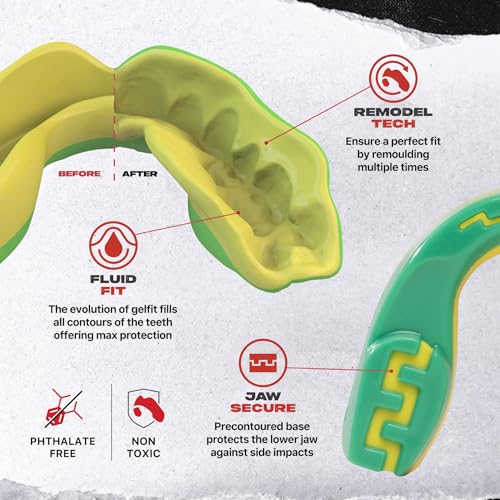 SAFEJAWZ Ogre Mouth Guard, Youth Dual Layer Mouthguard with Case - color: Ogre, size: Junior (<11)