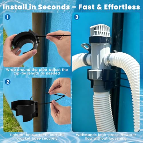 Swimming Pools Plunger Valve Bracket, Pool Hose Holder, Pool Valve Support, Pool Accessories for Above Ground Pools, Compatible with Intex Pool(with Zip Ties)