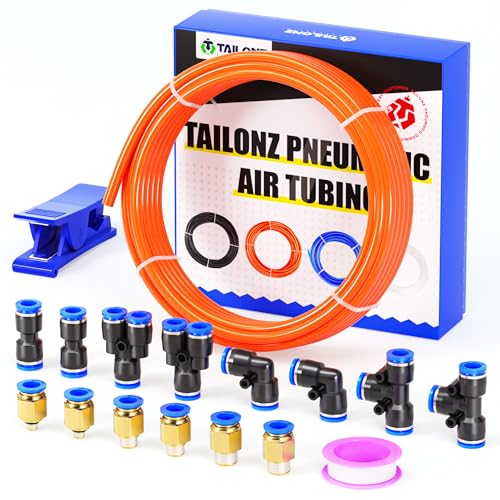 TAILONZ PNEUMATIC Orange 4mm or 5/32 inch OD 2.5mm ID Polyurethane PU Air Hose Pipe Tube Kit 10 Meter 32.8ft - color: Orange, size: 4mm OD/32.8ft/10m