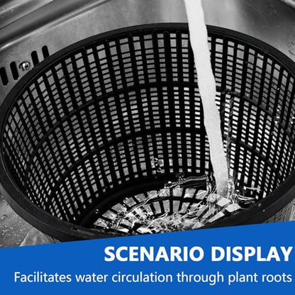 Hydroponic Mesh Net Pots, 6 Pieces, Black Plastic Garden Baskets for Aquatic Plants, Pond and Aquarium