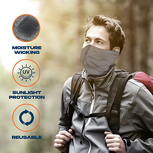 ARMORAY Face Mask Washable & Reusable Balaclava Neck Gaiter-Sun Protection Bandana Scarf Masks for Men & Women Hiking Fishing - color: Gray