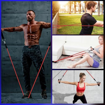 VEICK One Single Resistance Bands for Home Workout Fitness Pilates - color: Red(50LBS)