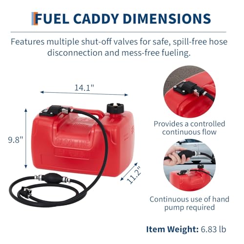 3 Gallon Marine Portable Tank Outboard Boat Transfer Tank with Line l-Shaped Handle Easy to Carry