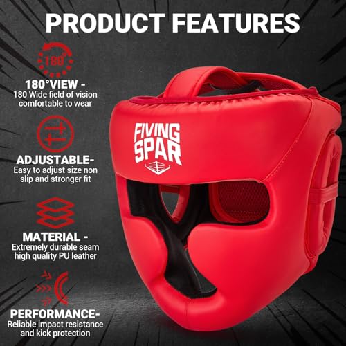 Boxing Headgear - color: Red, size: Large