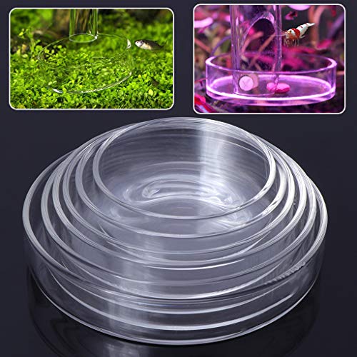 Aquarium Shrimp Feeding Dish High Clear Glass Bottom Feeders Food Bowl 3.9 5 2 2.4 Inches Round Tray Tool Dish - size: XS