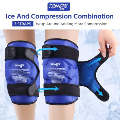 NEWGO Ice Pack for Knees Injuries Reusable, 360° Full Wrap, 2 Pack, Blue - color: Regular Blue 2-pack