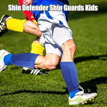 Soccer Shin Guards Pads for Youth Adult - color: Blue, size: Large