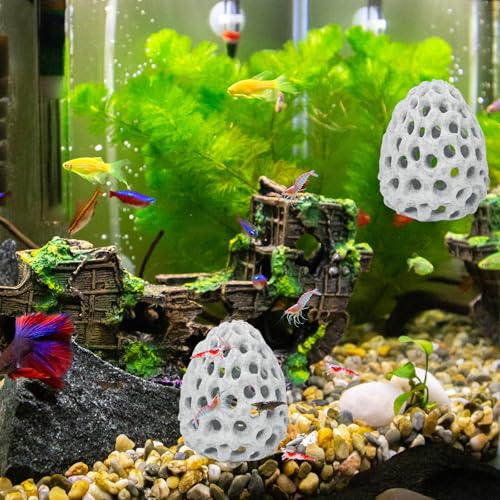 Shrimp Dome Hide Betta Habitat Fish Tank Tunnel with Suction Cup Aquarium Fish Cave Hideout Ornament Accessories for Shrimp Guppy Hiding Resting White