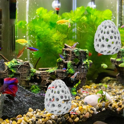 Shrimp Dome Hide Betta Habitat Fish Tank Tunnel with Suction Cup Aquarium Fish Cave Hideout Ornament Accessories for Shrimp Guppy Hiding Resting White