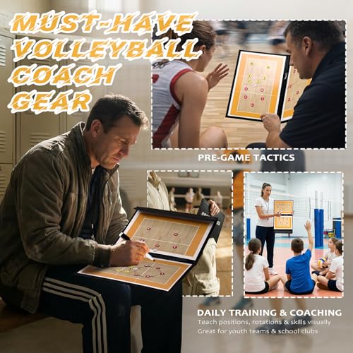 RoseFlower Volleyball Coaching Board, Magnetic Volleyball Coaches Board Tactics Board with Magnets and Pen, Volleyball Strategy Clipboard Coach Training Equipment