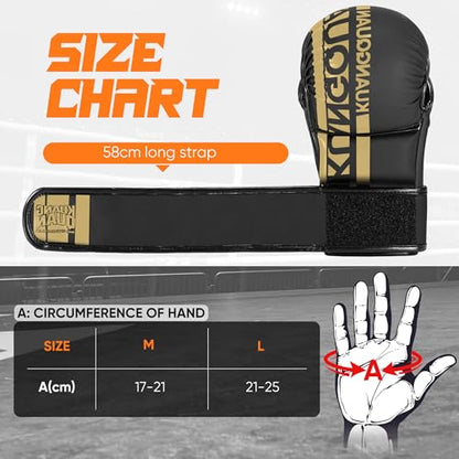MMA Gloves for Sparring,Muay Thai,Training - color: Black-Gold, size: Large