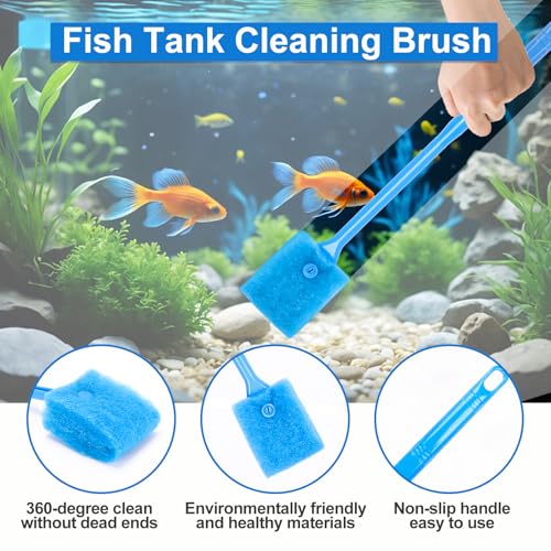 Fish Tank Cleaning Kit Set of 4 Pieces, Aquarium Siphon Algae Scraper Aquarium Net Algae Remover for Fish Tank, Aquarium Cleaner Vacuum Suitable for Changing Water and Cleaning Fish Tanks